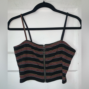Urban outfitters black and red striped cropped tank size small‎